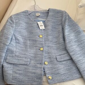 J. Crew Women's Sky Blue Blazer with Gold Buttons